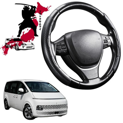 Black Samurai Segmented Steering Wheel Cover for Hyundai Staria 2021 - Current US4