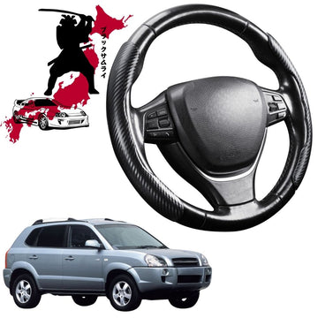 Black Samurai Segmented Steering Wheel Cover for Hyundai Tucson 2004 - 2009 JM