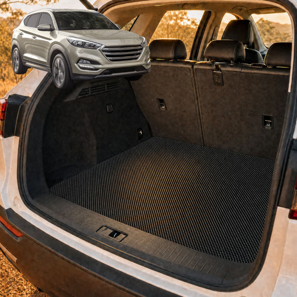 6D Diamond Car Boot Cargo Mat for Hyundai Tucson 2015 - 2020 (TL) - Heavy Duty Carpet Liner - All-Weather Resistance - Easy to use - Odorless Material - Black & Grey
