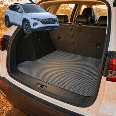 6D Diamond Car Boot Cargo Mat for Hyundai Tucson 2021 - Current (NX4) - Heavy Duty Carpet Liner - All-Weather Resistance - Easy to use - Odorless Material - Black & Grey - 0