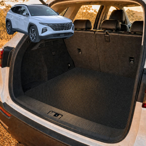 6D Diamond Car Boot Cargo Mat for Hyundai Tucson 2021 - Current (NX4) - Heavy Duty Carpet Liner - All-Weather Resistance - Easy to use - Odorless Material - Black & Grey