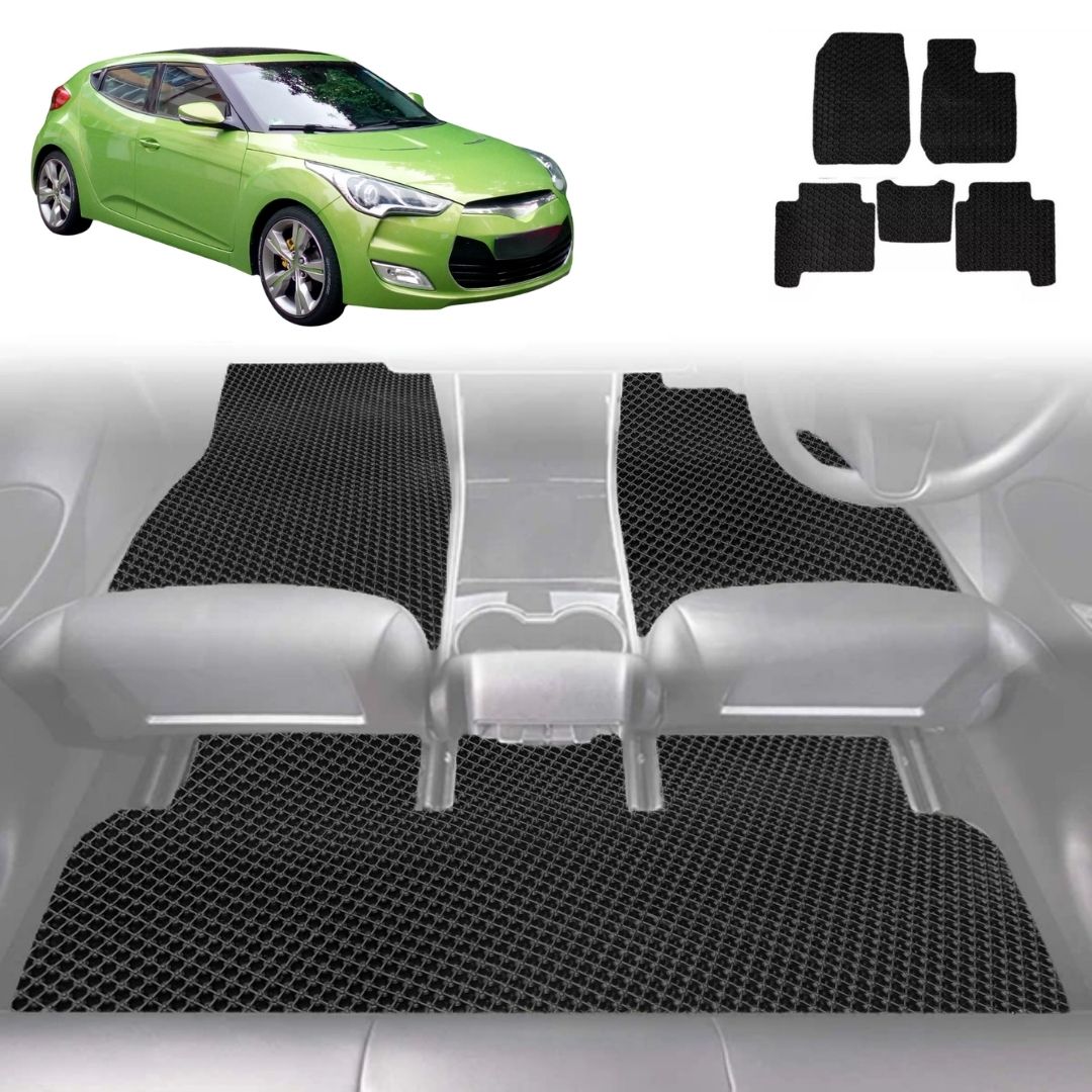 6D Diamond Car Floor Mats for Hyundai Veloster 2011 - 2018 (FS) - Custom-Fit Carpet Liner