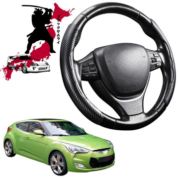 Black Samurai Segmented Steering Wheel Cover for Hyundai Veloster 2011 - 2018 (FS)