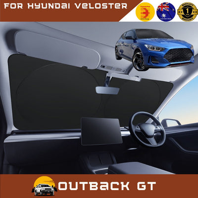 Front Windscreen Sun Shade for Hyundai Veloster 2018 - 2020 (JS) - Standard 150 x 85 cm - Black