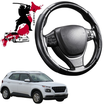 Black Samurai Segmented Steering Wheel Cover for Hyundai Venue 2019 - Current QX