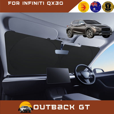 Front Windscreen Sun Shade for Infiniti QX30 2016 - 2020 - Standard 150 x 85 cm - Black