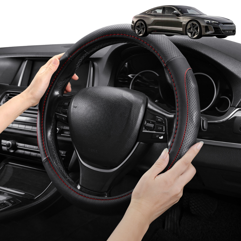 Steering Wheel Cover Pro Extra Layer for Audi e-tron 2018 - Current (GT) - Breathable & Anti-Slip - D-Shape 38 cm
