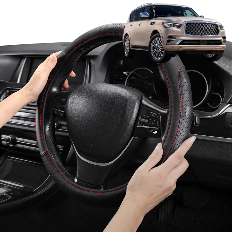 Steering Wheel Cover Pro Extra Layer for Infiniti QX80 2015-2020 Y62 - Breathable & Anti-Slip - Circle 38 cm