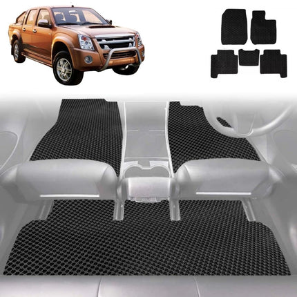 6D Diamond Car Floor Mats for Isuzu D-Max Crew Cab 2008 - 2011 - Custom-Fit Carpet Liner
