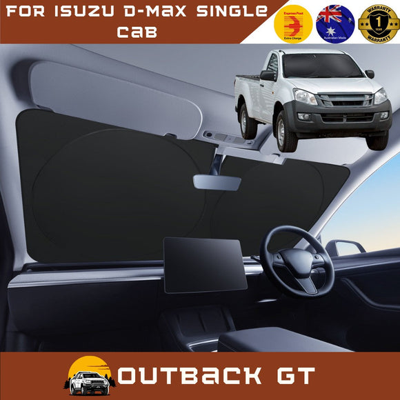 Front Windscreen Sun Shade for Isuzu D-Max Single Cab 2012 - 2020 RT - Standard 150 x 85 cm - Black