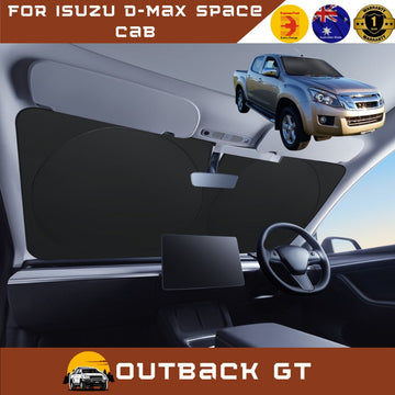 Front Windscreen Sun Shade for Isuzu D-Max Space Cab 2013 - 2020 RT - Standard 150 x 85 cm - Black