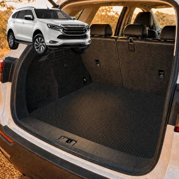 6D Diamond Car Boot Cargo Mat for Isuzu MU-X 2021 - Current RJ - Heavy Duty Carpet Liner - All-Weather Resistance - Easy to use - Odorless Material - Black & Grey