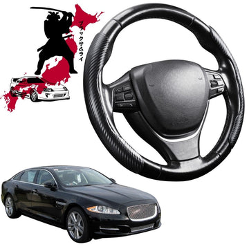 Black Samurai Segmented Steering Wheel Cover for Jaguar XJ 2010 - 2021 Long Wheel