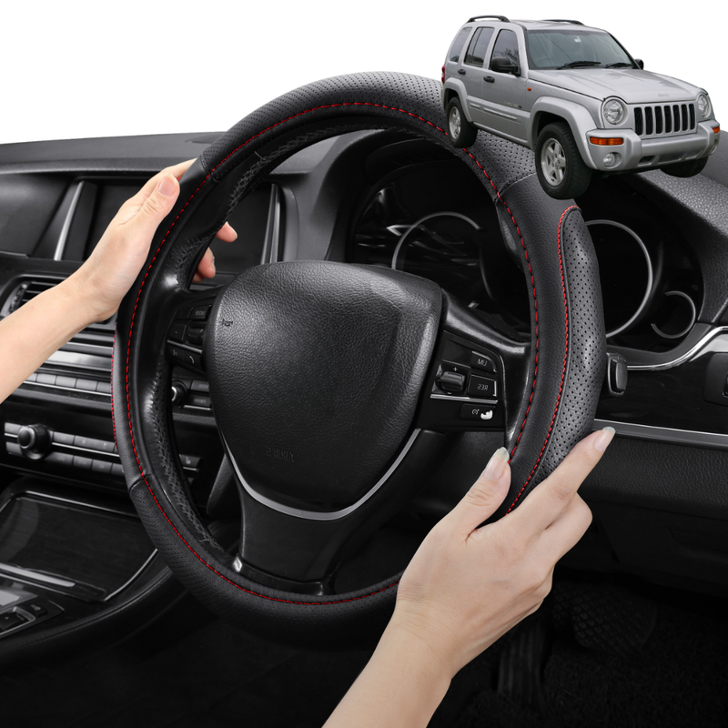 Steering Wheel Cover Pro Extra Layer for Jeep Cherokee 2002-2008 (KJ) - Breathable & Anti-Slip - Circle 38 cm
