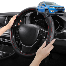 Steering Wheel Cover Pro Extra Layer for Jeep Compass 2017 - Current M6 - Breathable & Anti-Slip - Circle 38 cm