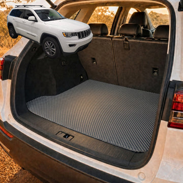 6D Diamond Car Boot Cargo Mat for Jeep Grand Cherokee 2011 - 2021 (WK) - Heavy Duty Carpet Liner - All-Weather Resistance - Easy to use - Odorless Material - Black & Grey - 0