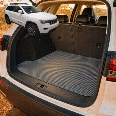 6D Diamond Car Boot Cargo Mat for Jeep Grand Cherokee 2011 - 2021 (WK) - Heavy Duty Carpet Liner - All-Weather Resistance - Easy to use - Odorless Material - Black & Grey - 0