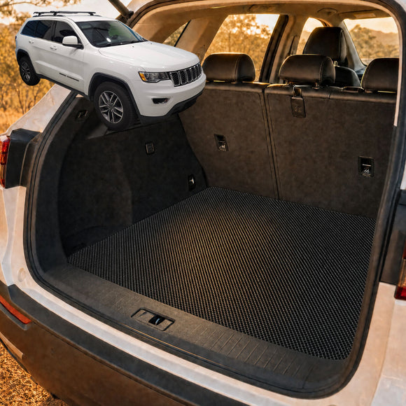 6D Diamond Car Boot Cargo Mat for Jeep Grand Cherokee 2011 - 2021 (WK) - Heavy Duty Carpet Liner - All-Weather Resistance - Easy to use - Odorless Material - Black & Grey