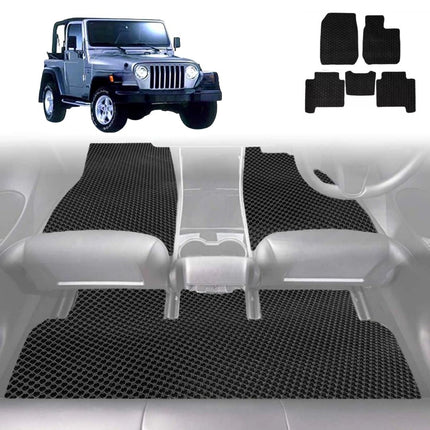 6D Diamond Car Floor Mats for Jeep Wrangler 1996 - 2006 (TJ) - Custom-Fit Carpet Liner
