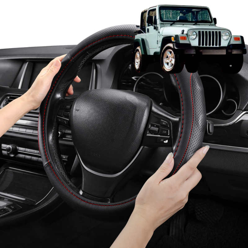 Steering Wheel Cover Pro Extra Layer for Jeep Wrangler 1996-2006 (TJ) - Breathable & Anti-Slip - Circle 38 cm