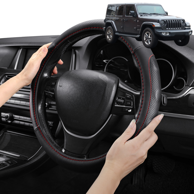 Steering Wheel Cover Pro Extra Layer for Jeep Wrangler 2006-2018 (2-Door JK) - Breathable & Anti-Slip - Circle 38 cm