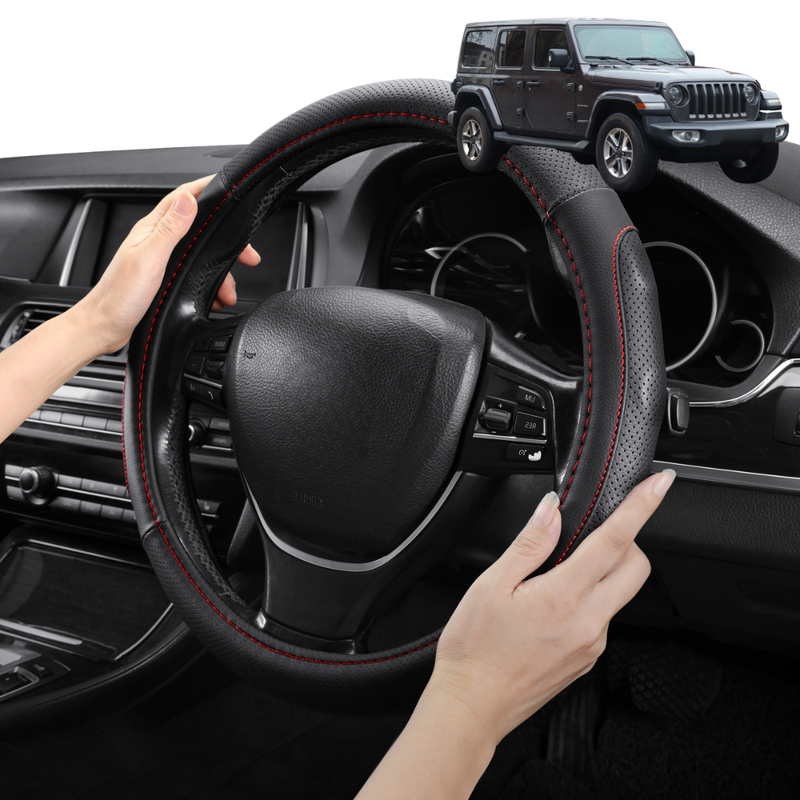 Steering Wheel Cover Pro Extra Layer for Jeep Wrangler 2006-2018 (4-Door JK) - Breathable & Anti-Slip - Circle 38 cm