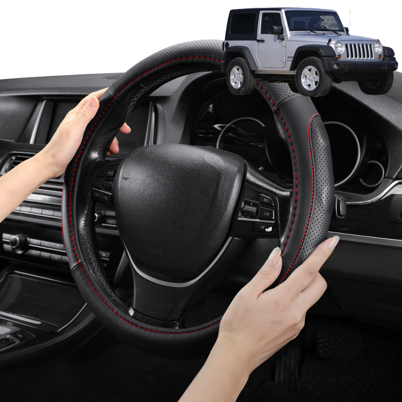 Steering Wheel Cover Pro Extra Layer for Jeep Wrangler 2007-2018 Rubicon (JK) - Breathable & Anti-Slip - Circle 38 cm