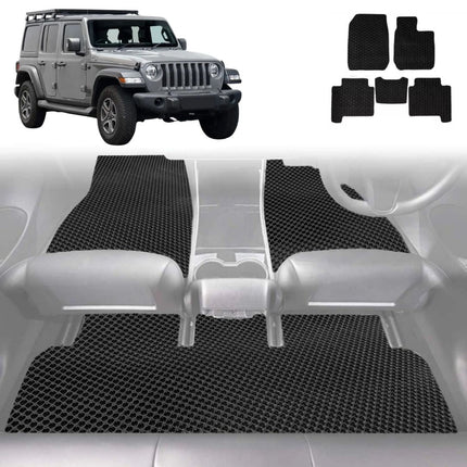 6D Diamond Car Floor Mats for Jeep Wrangler 2018 - Current (2-Door JL) - Custom-Fit Carpet Liner