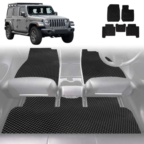 6D Diamond Car Floor Mats for Jeep Wrangler 2018 - Current (2-Door JL) - Custom-Fit Carpet Liner