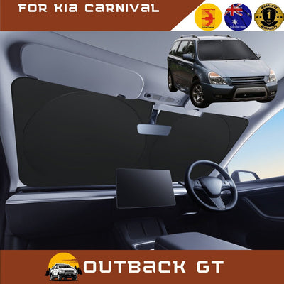 Front Windscreen Sun Shade for Kia Carnival 2006 - 2014 (VQ) - XL 160 x 100 cm - Black