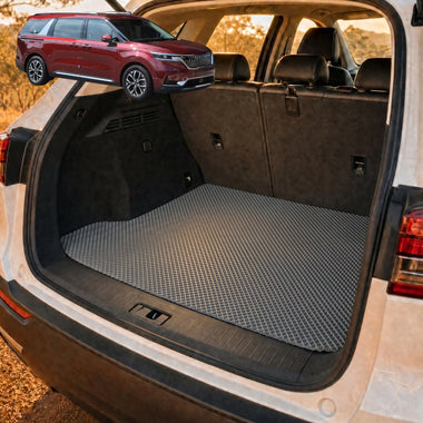 6D Diamond Car Boot Cargo Mat for Kia Carnival 2021 - Current (KA4) - Heavy Duty Carpet Liner - All-Weather Resistance - Easy to use - Odorless Material - Black & Grey - 0