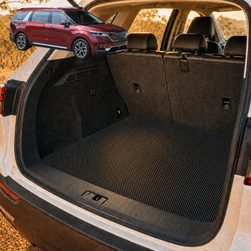 6D Diamond Car Boot Cargo Mat for Kia Carnival 2021 - Current (KA4) - Heavy Duty Carpet Liner - All-Weather Resistance - Easy to use - Odorless Material - Black & Grey