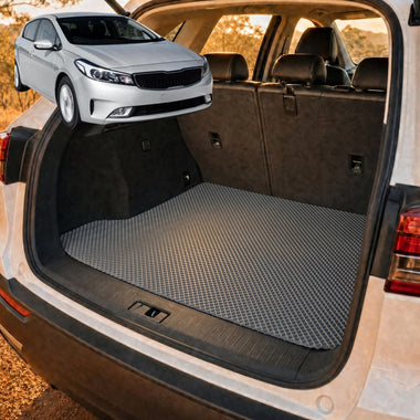 6D Diamond Car Boot Cargo Mat for Kia Cerato 2013 - 2018 (YD) - Heavy Duty Carpet Liner - All-Weather Resistance - Easy to use - Odorless Material - Black & Grey - 0