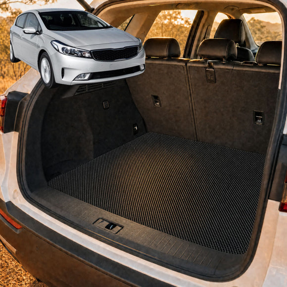 6D Diamond Car Boot Cargo Mat for Kia Cerato 2013 - 2018 (YD) - Heavy Duty Carpet Liner - All-Weather Resistance - Easy to use - Odorless Material - Black & Grey