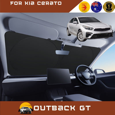 Front Windscreen Sun Shade for Kia Cerato 2018 - Current (BD) - Standard 150 x 85 cm - Black