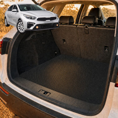 6D Diamond Car Boot Cargo Mat for Kia Cerato 2018 - Current (BD) - Heavy Duty Carpet Liner - All-Weather Resistance - Easy to use - Odorless Material - Black & Grey