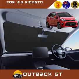 Front Windscreen Sun Shade for Kia Picanto 2017 - Current (JA) - Standard 150 x 85 cm - Black
