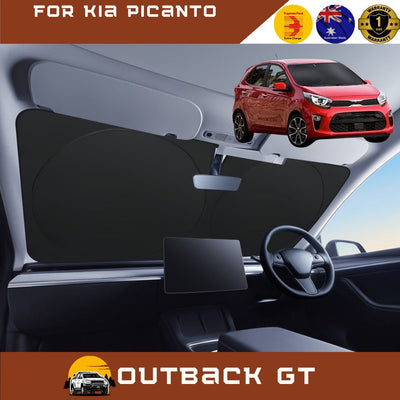 Front Windscreen Sun Shade for Kia Picanto 2017 - Current (JA) - Standard 150 x 85 cm - Black