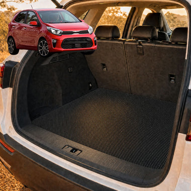 6D Diamond Car Boot Cargo Mat for Kia Picanto 2017 - Current (JA) - Heavy Duty Carpet Liner - All-Weather Resistance - Easy to use - Odorless Material - Black & Grey