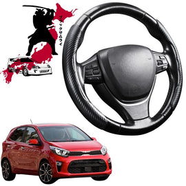 Black Samurai Segmented Steering Wheel Cover for Kia Picanto 2017 - Current (JA)