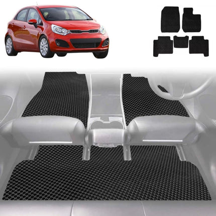6D Diamond Car Floor Mats for Kia Rio 2012 - 2016 (UB) - Custom-Fit Carpet Liner