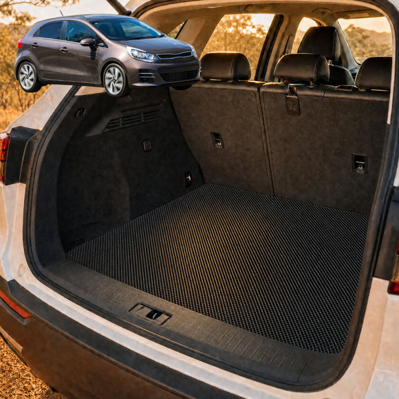 6D Diamond Car Boot Cargo Mat for Kia Rio 2016 - Current (YB SC) - Heavy Duty Carpet Liner - All-Weather Resistance - Easy to use - Odorless Material - Black & Grey