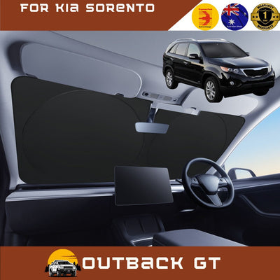Front Windscreen Sun Shade for Kia Sorento 2009 - 2015 (XM) - Standard 150 x 85 cm - Black