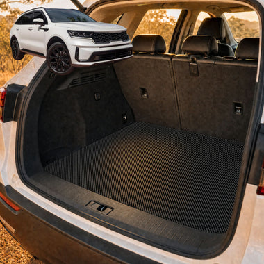 6D Diamond Car Boot Cargo Mat for Kia Sorento 2021 - Current (MQ4) - Heavy Duty Carpet Liner - All-Weather Resistance - Easy to use - Odorless Material - Black & Grey