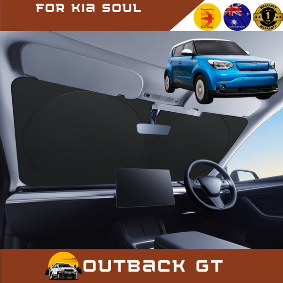 Front Windscreen Sun Shade for Kia Soul 2014 - 2019 - Standard 150 x 85 cm - Black