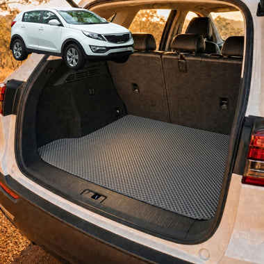 6D Diamond Car Boot Cargo Mat for Kia Sportage 2010 - 2015 - Heavy Duty Carpet Liner - All-Weather Resistance - Easy to use - Odorless Material - Black & Grey - 0