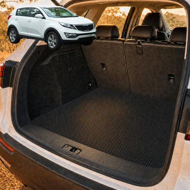 6D Diamond Car Boot Cargo Mat for Kia Sportage 2010 - 2015 - Heavy Duty Carpet Liner - All-Weather Resistance - Easy to use - Odorless Material - Black & Grey