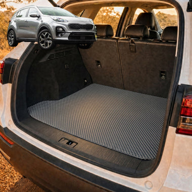 6D Diamond Car Boot Cargo Mat for Kia Sportage 2016 - 2021 (QL) - Heavy Duty Carpet Liner - All-Weather Resistance - Easy to use - Odorless Material - Black & Grey - 0