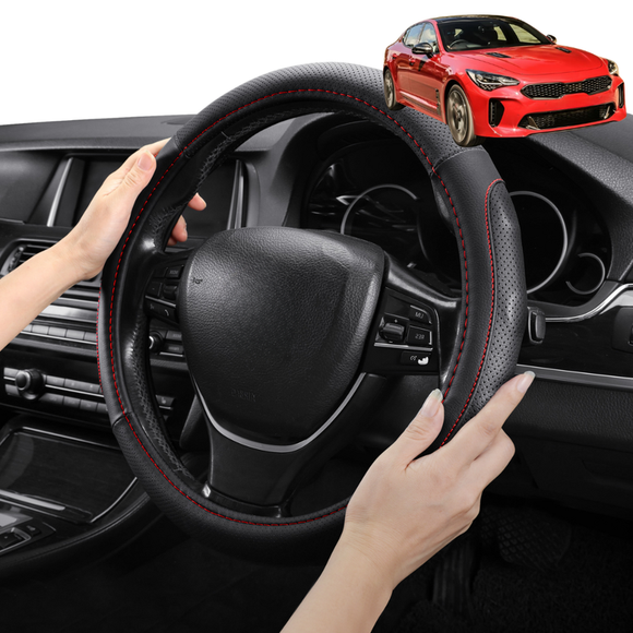 Steering Wheel Cover Pro Extra Layer for Kia Stinger 2017 - Current CK - Breathable & Anti-Slip - D-Shape 38 cm