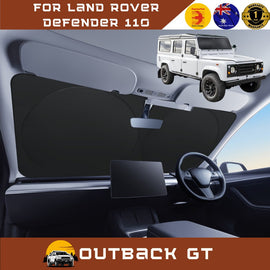 Front Windscreen Sun Shade for Land Rover Defender 110 1990 - 2007 - Standard 150 x 85 cm - Black